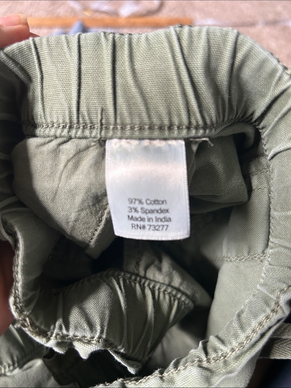 TWO Sonoma Olive and Light Grayish Blue Casual Cropped Drawstring Pants, Size L - Picture 6 of 6